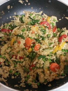 cauliflower fried rice and veggies