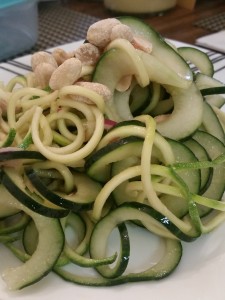 thai spiralized cucumber zucchini salad