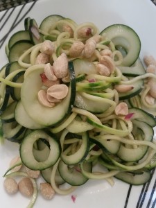 thai spiralized cucumber zucchini salad