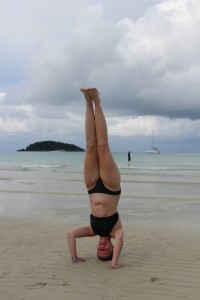 whitehaven beach headstand